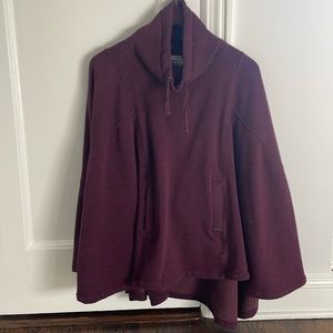 UGG Burgandy Poncho With Sleeves Fleece Lined Cowl Neck XS / Small
